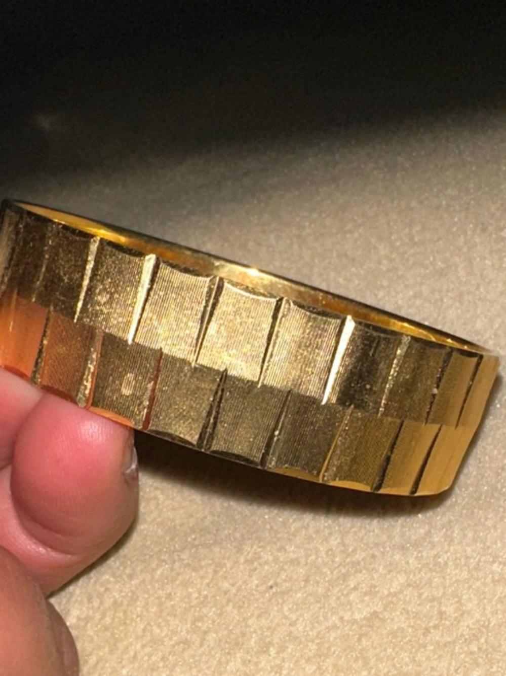 Monet Gold Ribbed Bangle Bracelet - Picture 2 of 4